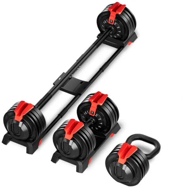 Odin Justerbar Hantel 24kg 3-i-1 Set (inkl. Skivstång och Kettlebell)